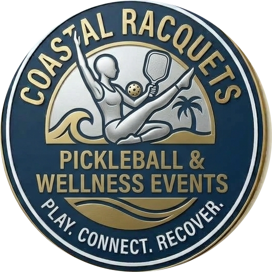 Coastal Racquets emblem — Pickleball & Wellness Events, Play. Connect. Recover.